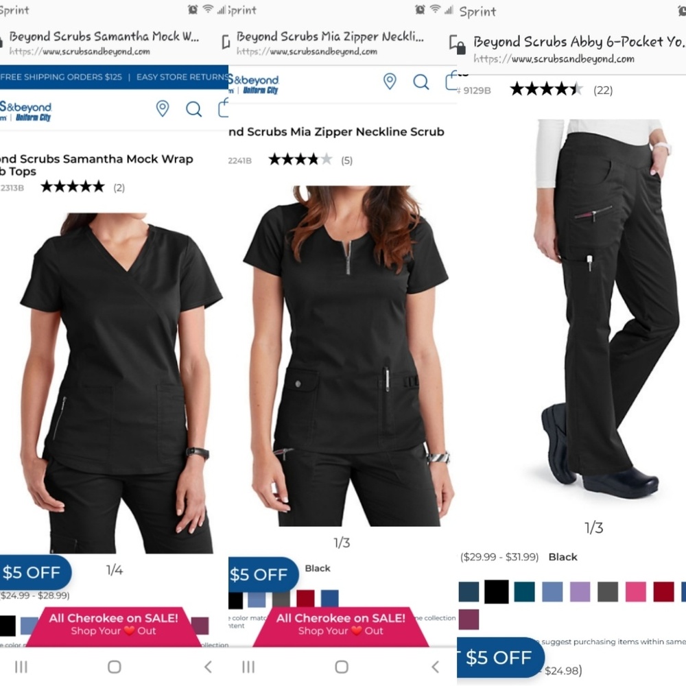 Beyond Scrubs ...3 tops 2 pants  plus size